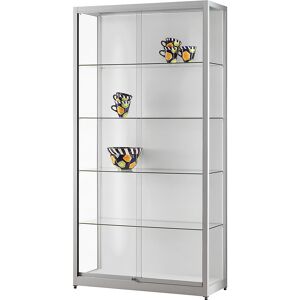 kaiserkraft Vitrine mit LED-Beleuchtung, Höhe 1972 mm, mit Schiebetüren, Breite 1000 mm, ohne Unterschrank kaiserkraft Vitrine mit LED-Beleuchtung, Höhe 1972 mm, mit Schiebetüren, Breite 1000 mm, ohne Unterschrank
