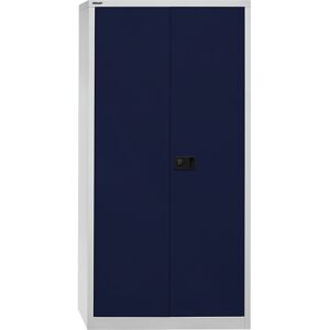 UNIVERSAL Flügeltürenschrank, HxBxT 1950 x 914 x 400 mm, 4 verzinkte Fachböden, 5 Ordnerhöhen, lichtgrau / oxfordblau BISLEY UNIVERSAL Flügeltürenschrank, HxBxT 1950 x 914 x 400 mm, 4 verzinkte Fachböden, 5 Ordnerhöhen, lichtgrau / oxfordblau BISLEY