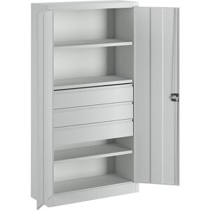 Schwerlastschrank, Höhe 1950 mm, 3 Fachböden, 3 Schubladen à 175 mm, grau Pavoy Schwerlastschrank, Höhe 1950 mm, 3 Fachböden, 3 Schubladen à 175 mm, grau Pavoy