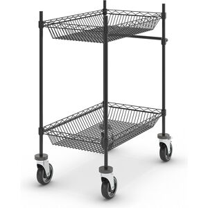 kaiserkraft Drahtgitter-Tischwagen, schwarz, mit 2 Körben, LxBxH 760 x 460 x 1025 mm kaiserkraft Drahtgitter-Tischwagen, schwarz, mit 2 Körben, LxBxH 760 x 460 x 1025 mm