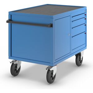 Montagewagen, Tragfähigkeit 500 kg, 1 Schrank, 4 Schubladen, lichtblau RAL 5012 eurokraft pro Montagewagen, Tragfähigkeit 500 kg, 1 Schrank, 4 Schubladen, lichtblau RAL 5012 eurokraft pro