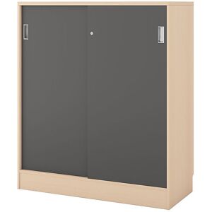 kaiserkraft Schrank Chicago mit Schiebetüren, HxBxT 1353 x 1215 x 400 mm, Birke / dunkelgrau kaiserkraft Schrank Chicago mit Schiebetüren, HxBxT 1353 x 1215 x 400 mm, Birke / dunkelgrau
