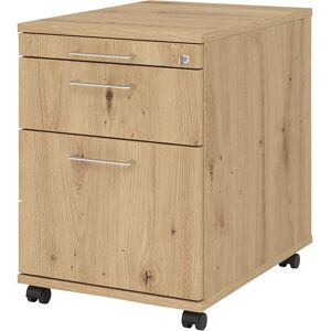 Rollcontainer, 1 Utensilienschub, 1 Materialschub, 1 Hängeregistratur, Tiefe 580 mm, Asteiche eurokraft pro Rollcontainer, 1 Utensilienschub, 1 Materialschub, 1 Hängeregistratur, Tiefe 580 mm, Asteiche eurokraft pro
