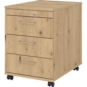 Rollcontainer, 1 Utensilienschub, 3 Materialschübe, Tiefe 580 mm, Asteiche eurokraft pro Rollcontainer, 1 Utensilienschub, 3 Materialschübe, Tiefe 580 mm, Asteiche eurokraft pro