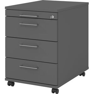 Rollcontainer, 1 Utensilienschub, 3 Materialschübe, Tiefe 580 mm, graphit eurokraft pro Rollcontainer, 1 Utensilienschub, 3 Materialschübe, Tiefe 580 mm, graphit eurokraft pro