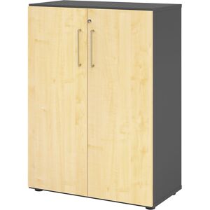 Büroschrank, 2 Fachböden, 3 Ordnerhöhen, graphit / alusilber eurokraft pro Büroschrank, 2 Fachböden, 3 Ordnerhöhen, graphit / alusilber eurokraft pro
