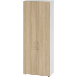Büroschrank, 5 Fachböden, 6 Ordnerhöhen, weiß / Eiche eurokraft pro Büroschrank, 5 Fachböden, 6 Ordnerhöhen, weiß / Eiche eurokraft pro