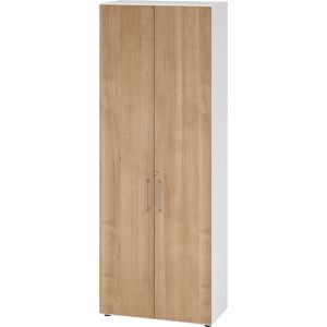 Büroschrank, 5 Fachböden, 6 Ordnerhöhen, weiß / Nussbaum eurokraft pro Büroschrank, 5 Fachböden, 6 Ordnerhöhen, weiß / Nussbaum eurokraft pro