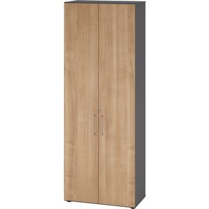 Büroschrank, 5 Fachböden, 6 Ordnerhöhen, graphit / Nussbaum eurokraft pro Büroschrank, 5 Fachböden, 6 Ordnerhöhen, graphit / Nussbaum eurokraft pro