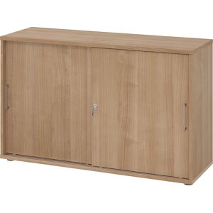 Schiebetürenschrank, Höhe 748 mm, 1 Fachboden, Nussbaum eurokraft pro Schiebetürenschrank, Höhe 748 mm, 1 Fachboden, Nussbaum eurokraft pro