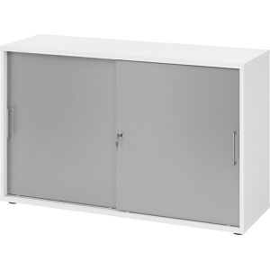 Schiebetürenschrank, Höhe 748 mm, 1 Fachboden, weiß / alusilber eurokraft pro Schiebetürenschrank, Höhe 748 mm, 1 Fachboden, weiß / alusilber eurokraft pro