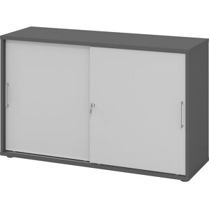 Schiebetürenschrank, Höhe 748 mm, 1 Fachboden, graphit / lichtgrau eurokraft pro Schiebetürenschrank, Höhe 748 mm, 1 Fachboden, graphit / lichtgrau eurokraft pro