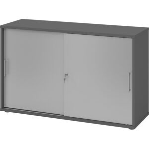 Schiebetürenschrank, Höhe 748 mm, 1 Fachboden, graphit / alusilber eurokraft pro Schiebetürenschrank, Höhe 748 mm, 1 Fachboden, graphit / alusilber eurokraft pro