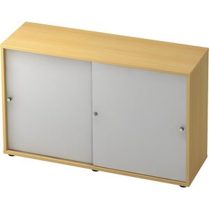 Schiebetürenschrank, 1 Fachboden, Mitteltrennwand, Buche / alusilber eurokraft pro Schiebetürenschrank, 1 Fachboden, Mitteltrennwand, Buche / alusilber eurokraft pro