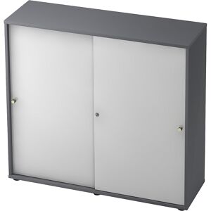 Schiebetürenschrank, 2 Fachböden, Mitteltrennwand, graphit / weiß eurokraft pro Schiebetürenschrank, 2 Fachböden, Mitteltrennwand, graphit / weiß eurokraft pro