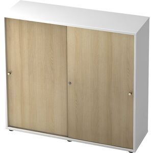 Schiebetürenschrank, 2 Fachböden, Mitteltrennwand, weiß / Eiche eurokraft pro Schiebetürenschrank, 2 Fachböden, Mitteltrennwand, weiß / Eiche eurokraft pro