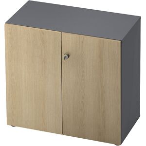 Aktenschrank, Flügeltüren, 1 Fachboden, graphit / Eiche eurokraft pro Aktenschrank, Flügeltüren, 1 Fachboden, graphit / Eiche eurokraft pro