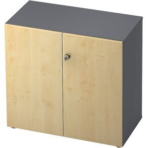 Aktenschrank, Flügeltüren, 1 Fachboden, graphit / Ahorn-Dekor eurokraft pro Aktenschrank, Flügeltüren, 1 Fachboden, graphit / Ahorn-Dekor eurokraft pro