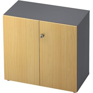 Aktenschrank, Flügeltüren, 1 Fachboden, graphit / Buche eurokraft pro Aktenschrank, Flügeltüren, 1 Fachboden, graphit / Buche eurokraft pro