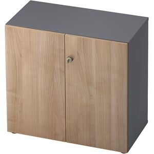 Aktenschrank, Flügeltüren, 1 Fachboden, graphit / Nussbaum-Dekor eurokraft pro Aktenschrank, Flügeltüren, 1 Fachboden, graphit / Nussbaum-Dekor eurokraft pro