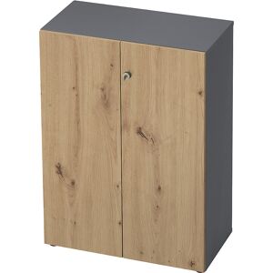 Aktenschrank, Flügeltüren, 2 Fachböden, graphit / Asteiche eurokraft pro Aktenschrank, Flügeltüren, 2 Fachböden, graphit / Asteiche eurokraft pro
