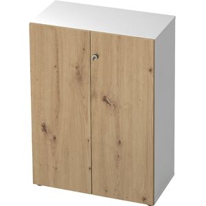 Aktenschrank, Flügeltüren, 2 Fachböden, weiß / Asteiche eurokraft pro Aktenschrank, Flügeltüren, 2 Fachböden, weiß / Asteiche eurokraft pro
