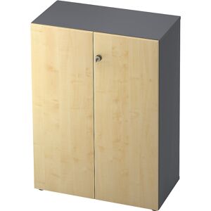 Aktenschrank, Flügeltüren, 2 Fachböden, graphit / Ahorn-Dekor eurokraft pro Aktenschrank, Flügeltüren, 2 Fachböden, graphit / Ahorn-Dekor eurokraft pro