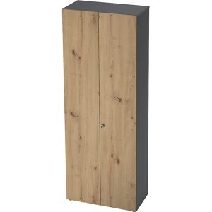Aktenschrank, Flügeltüren, 5 Fachböden, graphit / Asteiche eurokraft pro Aktenschrank, Flügeltüren, 5 Fachböden, graphit / Asteiche eurokraft pro