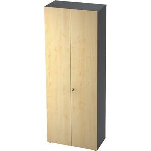 Aktenschrank, Flügeltüren, 5 Fachböden, graphit / Ahorn-Dekor eurokraft pro Aktenschrank, Flügeltüren, 5 Fachböden, graphit / Ahorn-Dekor eurokraft pro