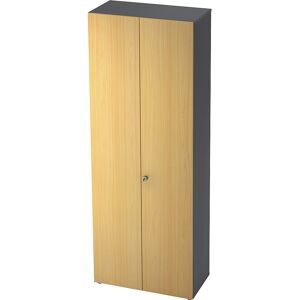 Aktenschrank, Flügeltüren, 5 Fachböden, graphit / Buche eurokraft pro Aktenschrank, Flügeltüren, 5 Fachböden, graphit / Buche eurokraft pro