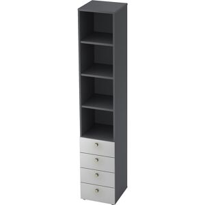 Kombi-Schrank, 3 Fachböden, 4 Schubladen, graphit / alusilber eurokraft pro Kombi-Schrank, 3 Fachböden, 4 Schubladen, graphit / alusilber eurokraft pro