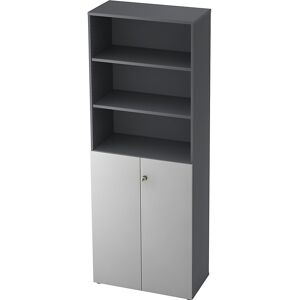 Kombi-Schrank, 5 Fachböden, 2 Flügeltüren, graphit / lichtgrau eurokraft pro Kombi-Schrank, 5 Fachböden, 2 Flügeltüren, graphit / lichtgrau eurokraft pro