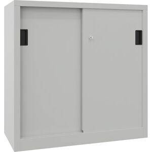 Schiebetürenschrank, Höhe 1000 mm, Vollblechtüren, BxT 1000 x 400 mm, mit 2 Fachböden, Tür lichtgrau Pavoy Schiebetürenschrank, Höhe 1000 mm, Vollblechtüren, BxT 1000 x 400 mm, mit 2 Fachböden, Tür lichtgrau Pavoy