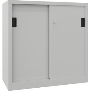 Schiebetürenschrank, Höhe 1000 mm, Vollblechtüren, BxT 1000 x 500 mm, mit 2 Fachböden, Tür lichtgrau Pavoy Schiebetürenschrank, Höhe 1000 mm, Vollblechtüren, BxT 1000 x 500 mm, mit 2 Fachböden, Tür lichtgrau Pavoy