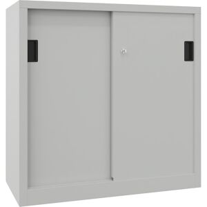Schiebetürenschrank, Höhe 1000 mm, Vollblechtüren, BxT 1000 x 600 mm, mit 2 Fachböden, Tür lichtgrau Pavoy Schiebetürenschrank, Höhe 1000 mm, Vollblechtüren, BxT 1000 x 600 mm, mit 2 Fachböden, Tür lichtgrau Pavoy