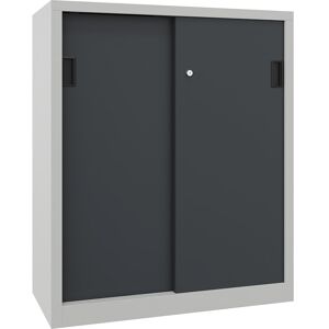 Schiebetürenschrank, Höhe 1200 mm, Vollblechtüren, BxT 1000 x 500 mm, mit 2 Fachböden, Tür anthrazit Pavoy Schiebetürenschrank, Höhe 1200 mm, Vollblechtüren, BxT 1000 x 500 mm, mit 2 Fachböden, Tür anthrazit Pavoy