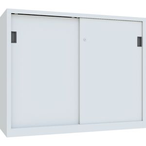 Schiebetürenschrank, Höhe 1200 mm, Vollblechtüren, BxT 1500 x 500 mm, mit Trennwand und 2 x 2 Fachböden, Tür lichtgrau Pavoy Schiebetürenschrank, Höhe 1200 mm, Vollblechtüren, BxT 1500 x 500 mm, mit Trennwand und 2 x 2 Fachböden, Tür lichtgrau Pavoy