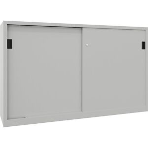 Schiebetürenschrank, Höhe 1200 mm, Vollblechtüren, BxT 2000 x 400 mm, mit Trennwand und 2 x 2 Fachböden, Tür lichtgrau Pavoy Schiebetürenschrank, Höhe 1200 mm, Vollblechtüren, BxT 2000 x 400 mm, mit Trennwand und 2 x 2 Fachböden, Tür lichtgrau Pavoy