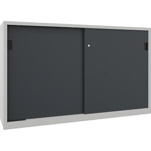 Schiebetürenschrank, Höhe 1200 mm, Vollblechtüren, BxT 2000 x 400 mm, mit Trennwand und 2 x 2 Fachböden, Tür anthrazit Pavoy Schiebetürenschrank, Höhe 1200 mm, Vollblechtüren, BxT 2000 x 400 mm, mit Trennwand und 2 x 2 Fachböden, Tür anthrazit Pavoy