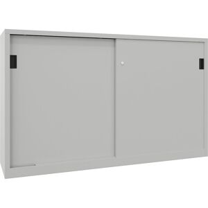 Schiebetürenschrank, Höhe 1200 mm, Vollblechtüren, BxT 2000 x 500 mm, mit Trennwand und 2 x 2 Fachböden, Tür lichtgrau Pavoy Schiebetürenschrank, Höhe 1200 mm, Vollblechtüren, BxT 2000 x 500 mm, mit Trennwand und 2 x 2 Fachböden, Tür lichtgrau Pavoy