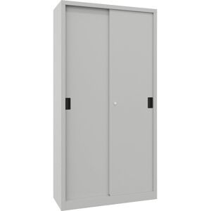 Schiebetürenschrank, Höhe 1950 mm, Vollblechtüren, BxT 1000 x 400 mm, mit 4 Fachböden, Tür lichtgrau Pavoy Schiebetürenschrank, Höhe 1950 mm, Vollblechtüren, BxT 1000 x 400 mm, mit 4 Fachböden, Tür lichtgrau Pavoy
