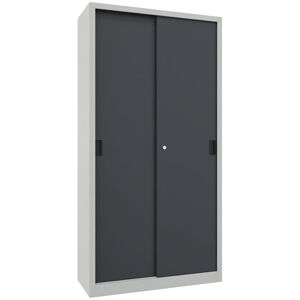 Schiebetürenschrank, Höhe 1950 mm, Vollblechtüren, BxT 1000 x 400 mm, mit 4 Fachböden, Tür anthrazit Pavoy Schiebetürenschrank, Höhe 1950 mm, Vollblechtüren, BxT 1000 x 400 mm, mit 4 Fachböden, Tür anthrazit Pavoy