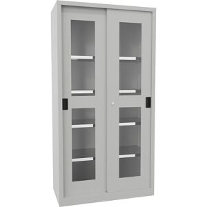 Schiebetürenschrank, Höhe 1950 mm, Sichtfenstertüren, BxT 1000 x 500 mm, mit 4 Fachböden, Tür lichtgrau Pavoy Schiebetürenschrank, Höhe 1950 mm, Sichtfenstertüren, BxT 1000 x 500 mm, mit 4 Fachböden, Tür lichtgrau Pavoy
