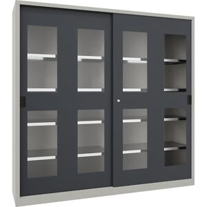 Schiebetürenschrank, Höhe 1950 mm, Sichtfenstertüren, BxT 2000 x 600 mm, mit Trennwand und 2 x 4 Fachböden, Tür anthrazit Pavoy Schiebetürenschrank, Höhe 1950 mm, Sichtfenstertüren, BxT 2000 x 600 mm, mit Trennwand und 2 x 4 Fachböden, Tür anthrazit Pavoy