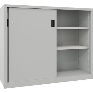 Schwerlast-Schiebetürenschrank, Höhe 1200 mm, Vollblechtüren, BxT 1500 x 600 mm, mit Trennwand und 2 x 2 Fachböden, Tür lichtgrau Pavoy Schwerlast-Schiebetürenschrank, Höhe 1200 mm, Vollblechtüren, BxT 1500 x 600 mm, mit Trennwand und 2 x 2 Fachböden, Tür lichtgrau Pavoy