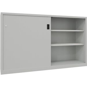 Schwerlast-Schiebetürenschrank, Höhe 1200 mm, Vollblechtüren, BxT 2000 x 500 mm, mit Trennwand und 2 x 2 Fachböden, Tür lichtgrau Pavoy Schwerlast-Schiebetürenschrank, Höhe 1200 mm, Vollblechtüren, BxT 2000 x 500 mm, mit Trennwand und 2 x 2 Fachböden, Tür lichtgrau Pavoy