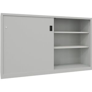 Schwerlast-Schiebetürenschrank, Höhe 1200 mm, Vollblechtüren, BxT 2000 x 600 mm, mit Trennwand und 2 x 2 Fachböden, Tür lichtgrau Pavoy Schwerlast-Schiebetürenschrank, Höhe 1200 mm, Vollblechtüren, BxT 2000 x 600 mm, mit Trennwand und 2 x 2 Fachböden, Tür lichtgrau Pavoy