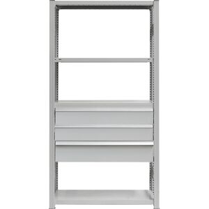 Schubladen-Set, 3 Schubladen, pulverbeschichtet, BxT 1000 x 400 mm, Traglast 50 kg, Einbauhöhe 550 mm eurokraft pro Schubladen-Set, 3 Schubladen, pulverbeschichtet, BxT 1000 x 400 mm, Traglast 50 kg, Einbauhöhe 550 mm eurokraft pro
