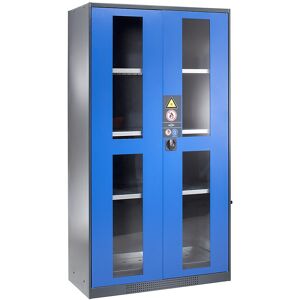 Chemikalienschrank, Tür mit Sichtfenstern, 3 Fachböden, enzianblau asecos Chemikalienschrank, Tür mit Sichtfenstern, 3 Fachböden, enzianblau asecos
