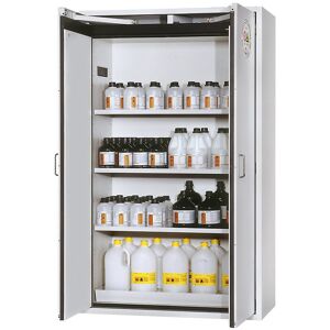 Feuerbeständiger Gefahrstoffschrank Typ 90, 2-türig, Außen-HxBxT 1968 x 1200 x 615 mm, grau, pulverbeschichtet asecos Feuerbeständiger Gefahrstoffschrank Typ 90, 2-türig, Außen-HxBxT 1968 x 1200 x 615 mm, grau, pulverbeschichtet asecos